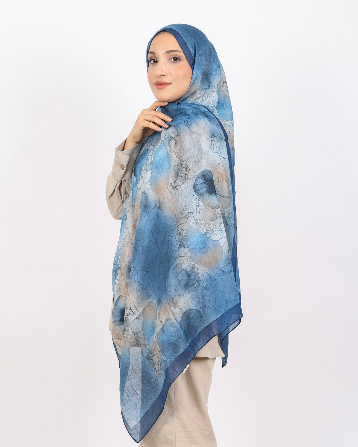 Soft Bambu Kraş Şal D043 Koyu Mavi