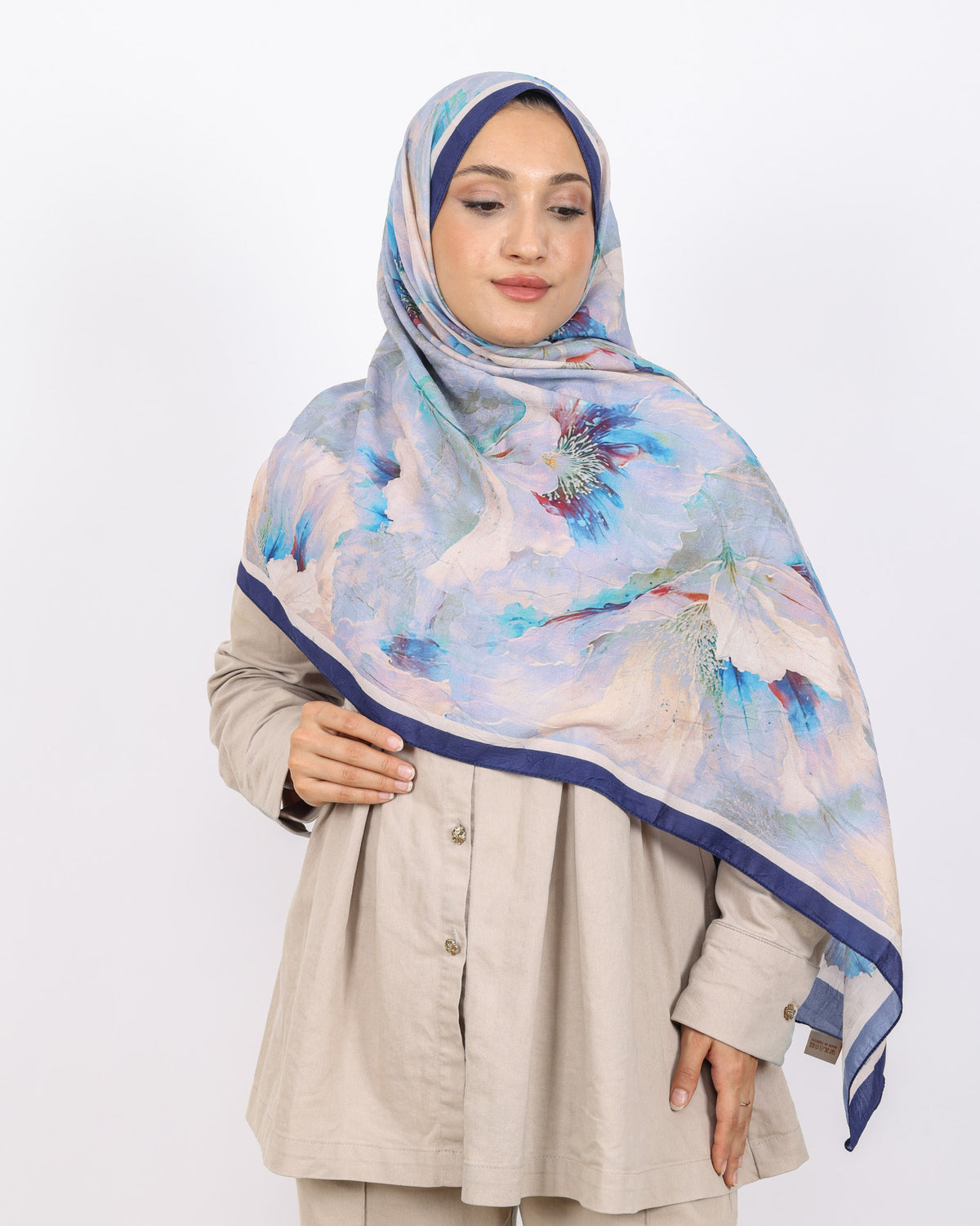 Soft Bambu Kraş Şal D044 Lacivert