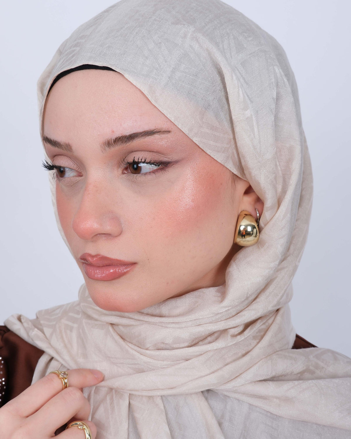 Ayrobin Jakar Şal D103 Fildişi – jakar doku detayı