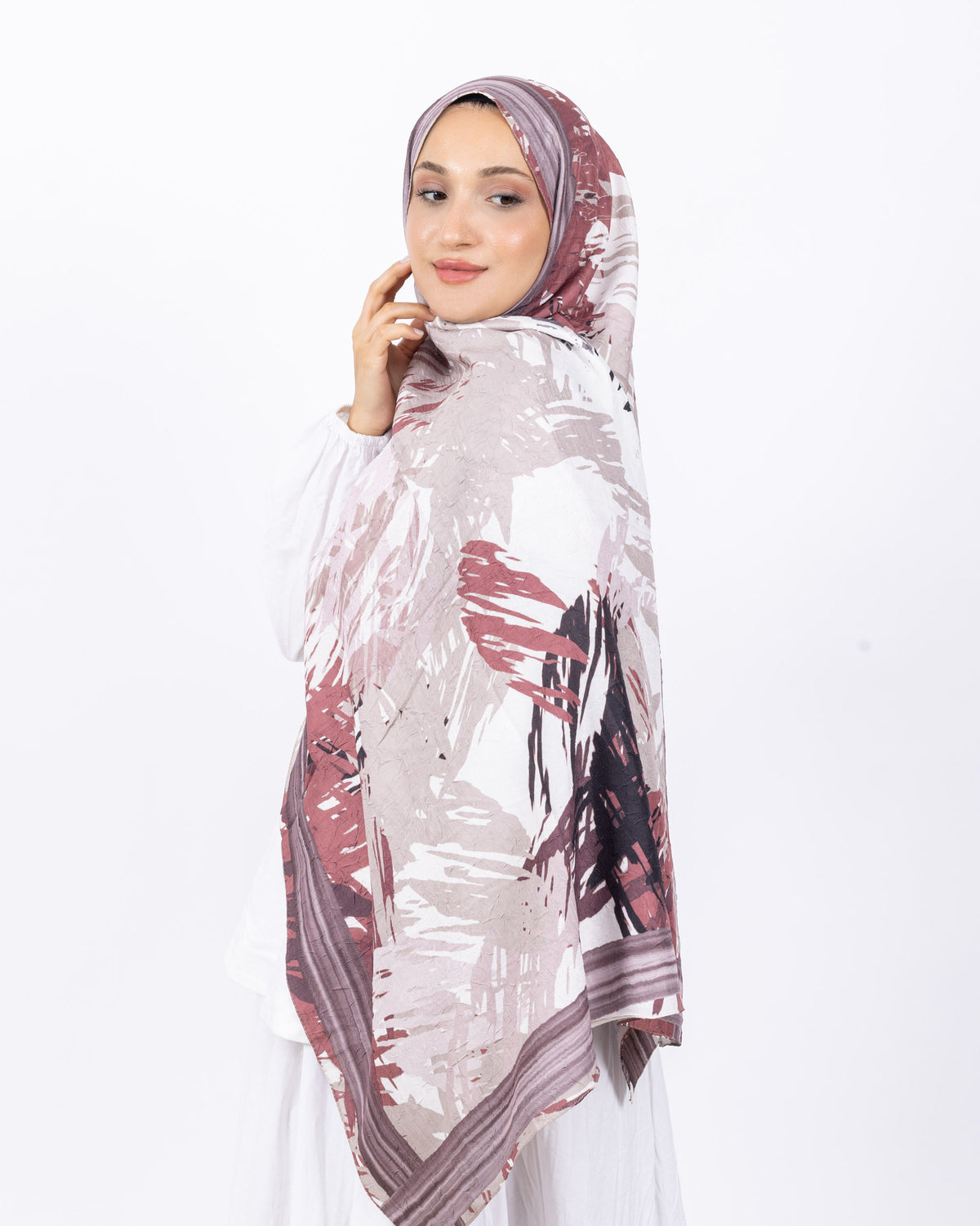 Mikro Bambu Kraş Şal D023 Kahverengi-Gül Kurusu