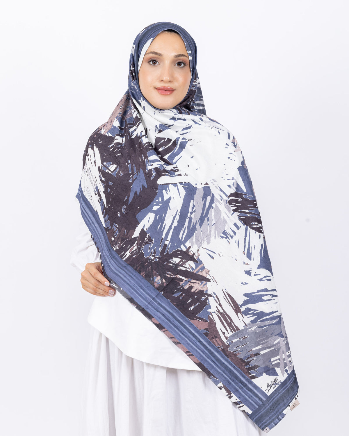 Mikro Bambu Kraş Şal D023 Lacivert