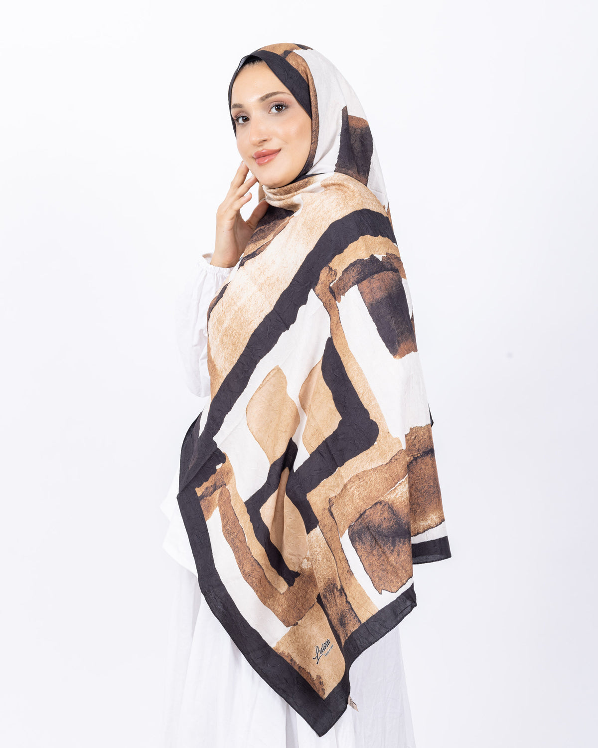 Mikro Bambu Kraş Şal D026 Siyah-Kahve