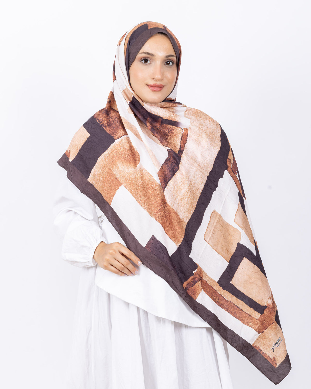 Mikro Bambu Kraş Şal D026 Kahverengi-Bej