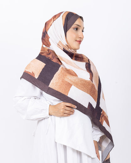 Mikro Bambu Kraş Şal D026 Kahverengi-Bej