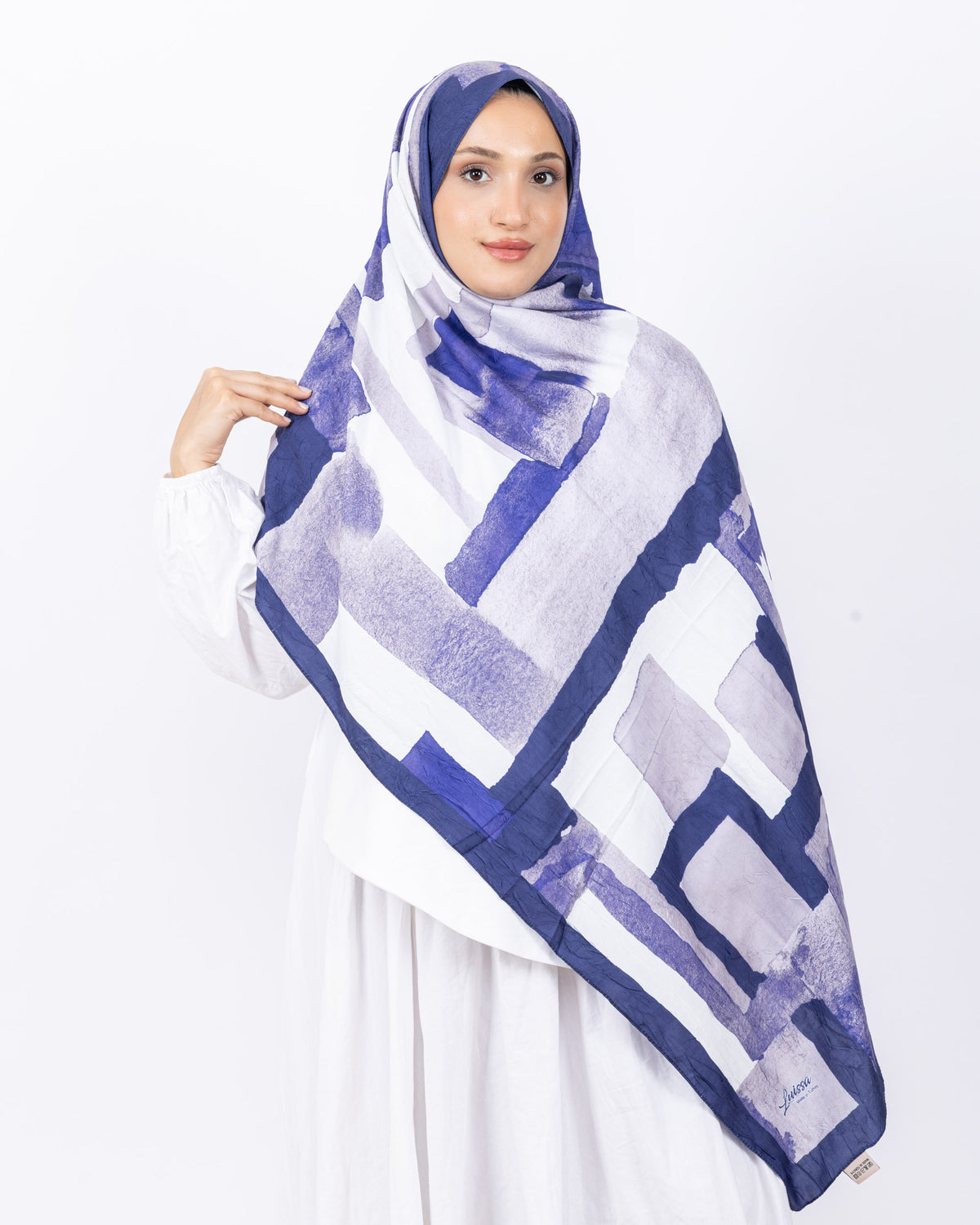 Mikro Bambu Kraş Şal D026 Lacivert-Beyaz