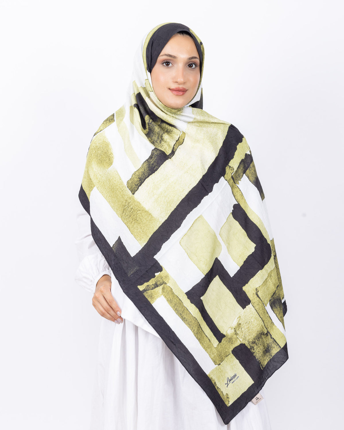 Mikro Bambu Kraş Şal D026 Siyah-Yeşil
