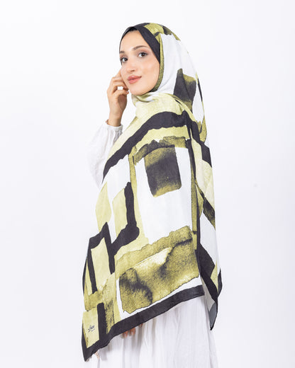 Mikro Bambu Kraş Şal D026 Siyah-Yeşil