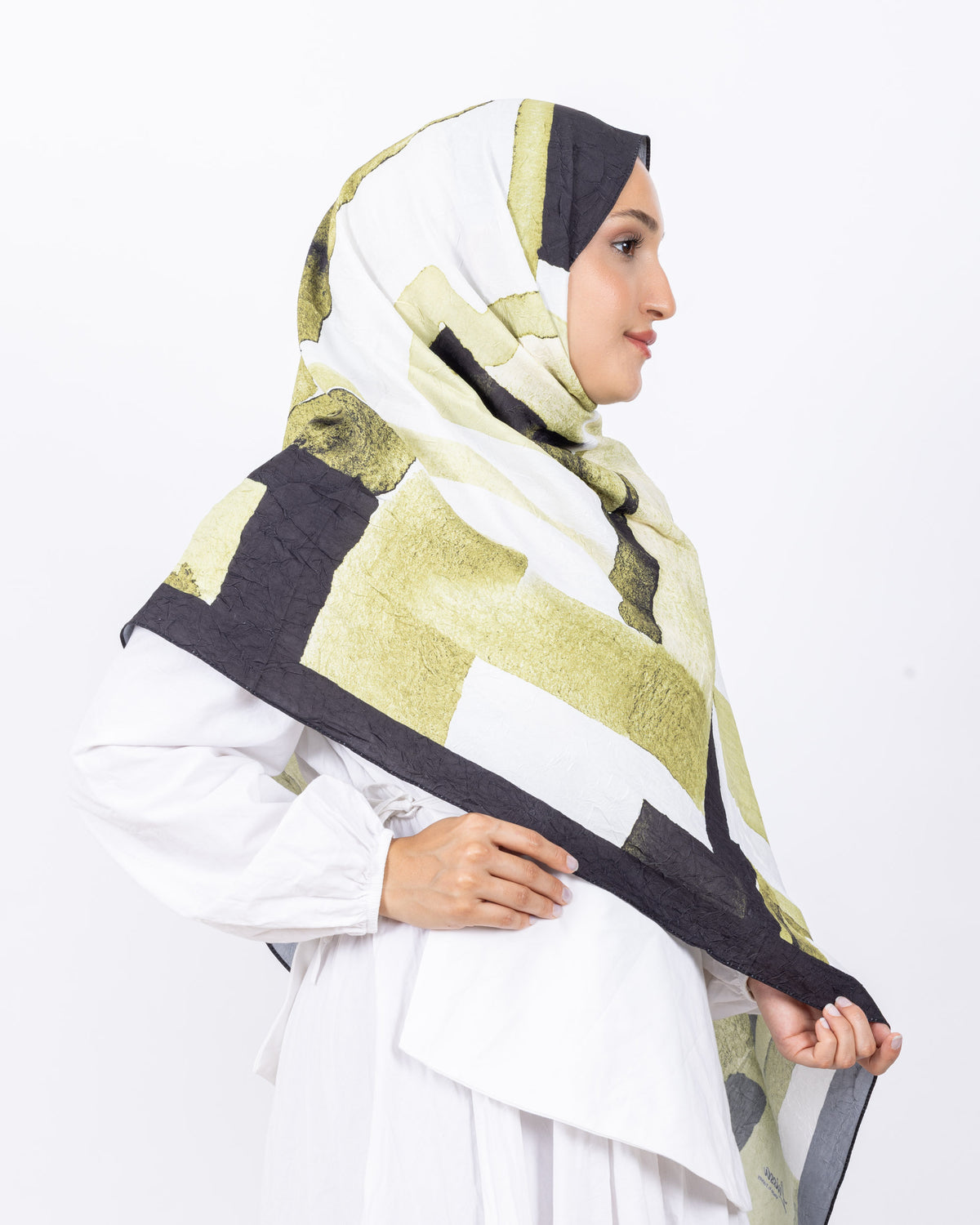 Mikro Bambu Kraş Şal D026 Siyah-Yeşil