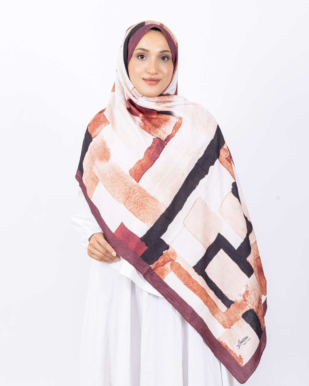 Mikro Bambu Kraş Şal D026 Bordo-Bej