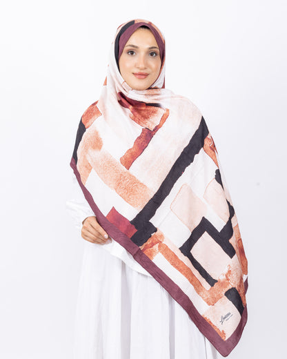 Mikro Bambu Kraş Şal D026 Bordo-Bej