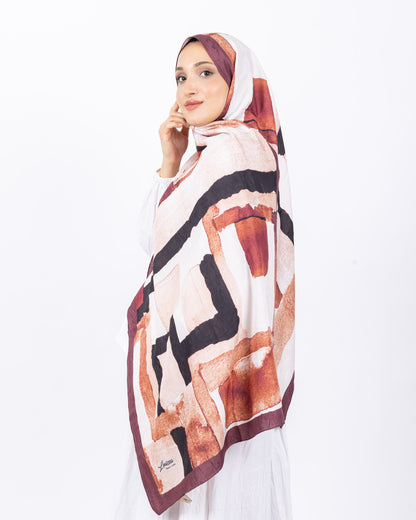 Mikro Bambu Kraş Şal D026 Bordo-Bej