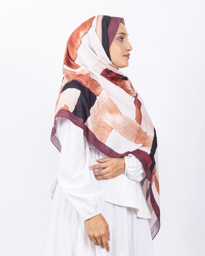 Mikro Bambu Kraş Şal D026 Bordo-Bej
