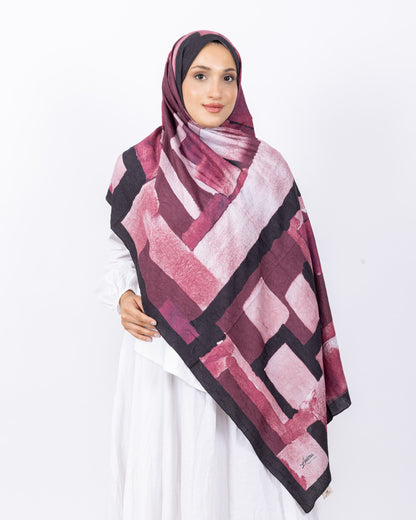 Mikro Bambu Kraş Şal D026 Siyah-Gül Kurusu