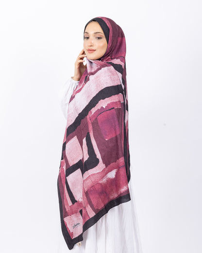 Mikro Bambu Kraş Şal D026 Siyah-Gül Kurusu