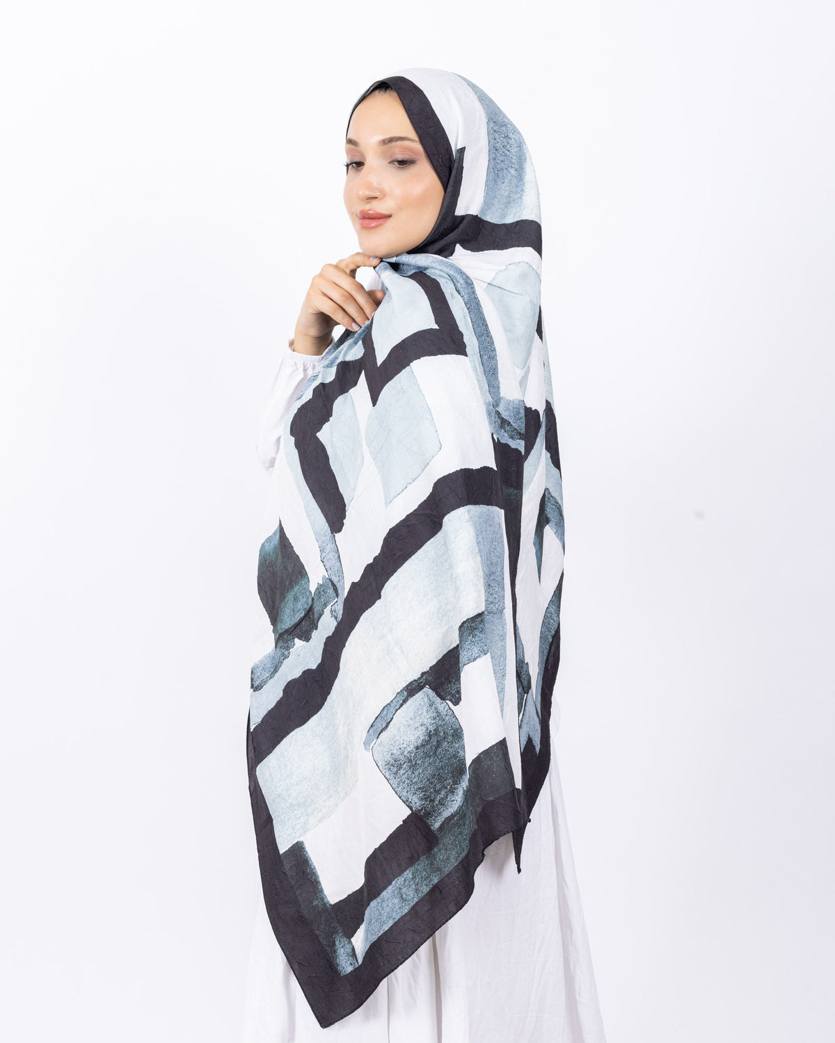 Mikro Bambu Kraş Şal D026 Siyah-Su Yeşili