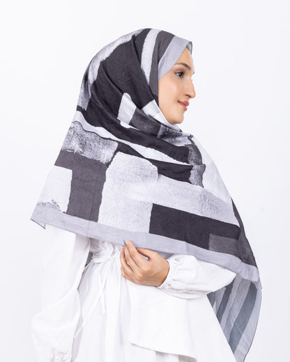 Mikro Bambu Kraş Şal D026 Gri-Siyah