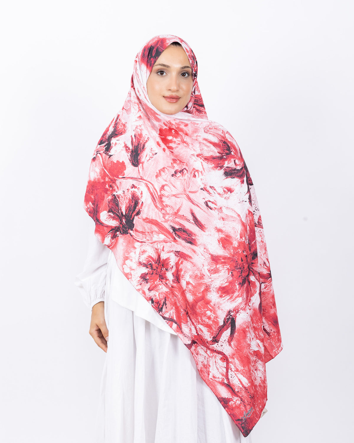 Mikro Bambu Kraş Şal D032 Kırmızı-Beyaz