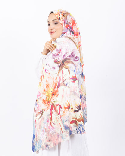Mikro Bambu Kraş Şal D032 Fuşya-Sarı