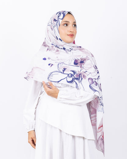 Mikro Bambu Kraş Şal D031 Lacivert-Fuşya