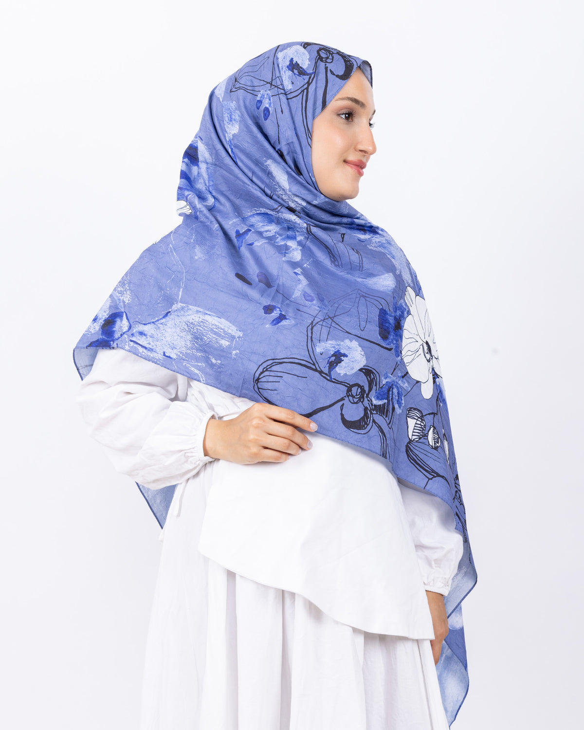 Mikro Bambu Kraş Şal D031 Lacivert-Beyaz