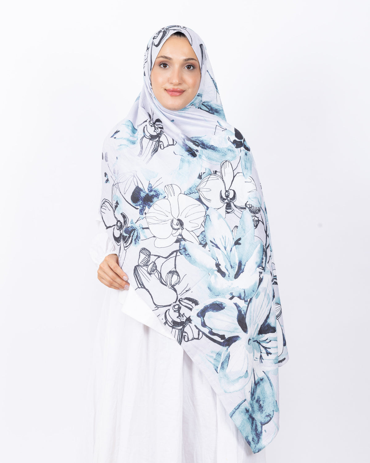 Mikro Bambu Kraş Şal D031 Beyaz Mint Yeşili