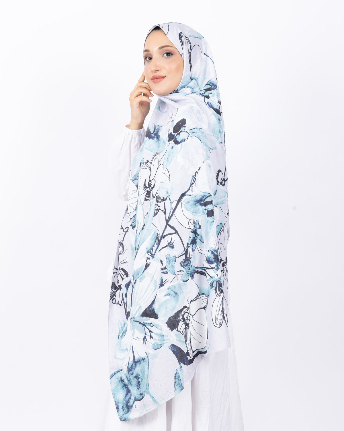 Mikro Bambu Kraş Şal D031 Beyaz Mint Yeşili