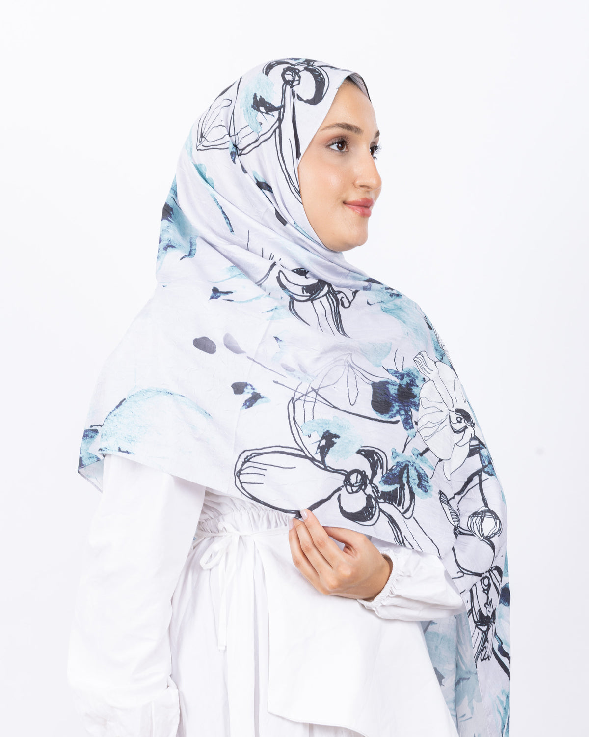 Mikro Bambu Kraş Şal D031 Beyaz Mint Yeşili