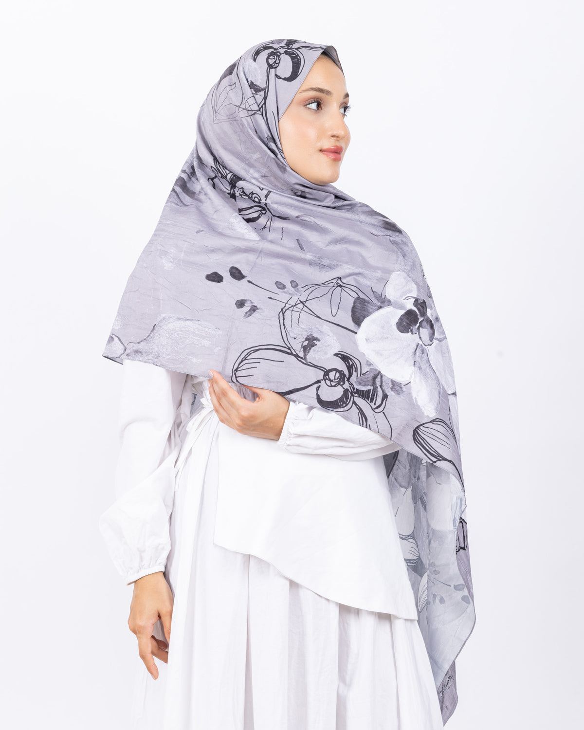 Mikro Bambu Kraş Şal D031 Vizon Beyaz