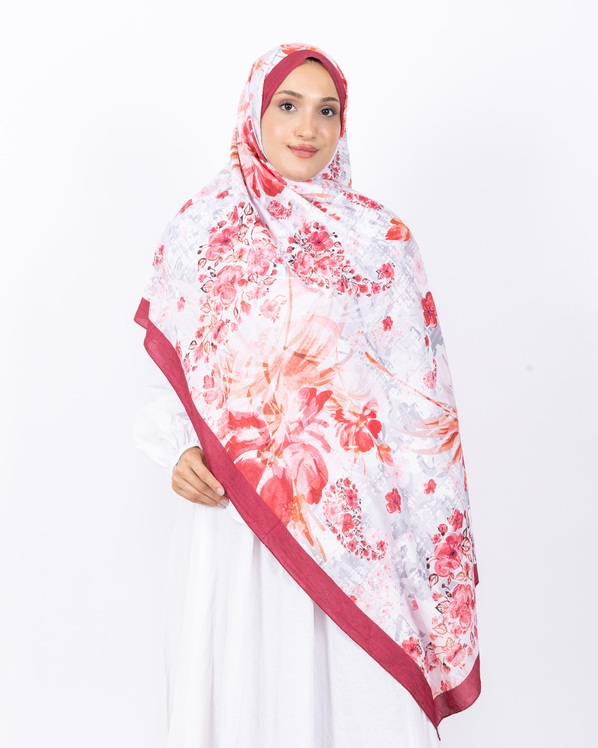 Mikro Bambu Kraş Şal D029 Açık Bordo
