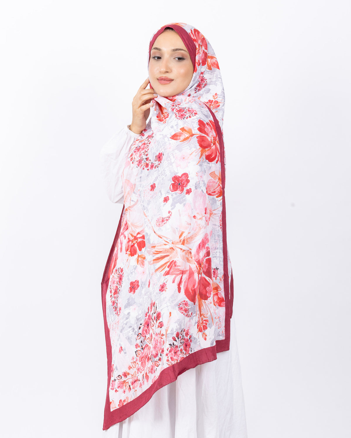 Mikro Bambu Kraş Şal D029 Açık Bordo