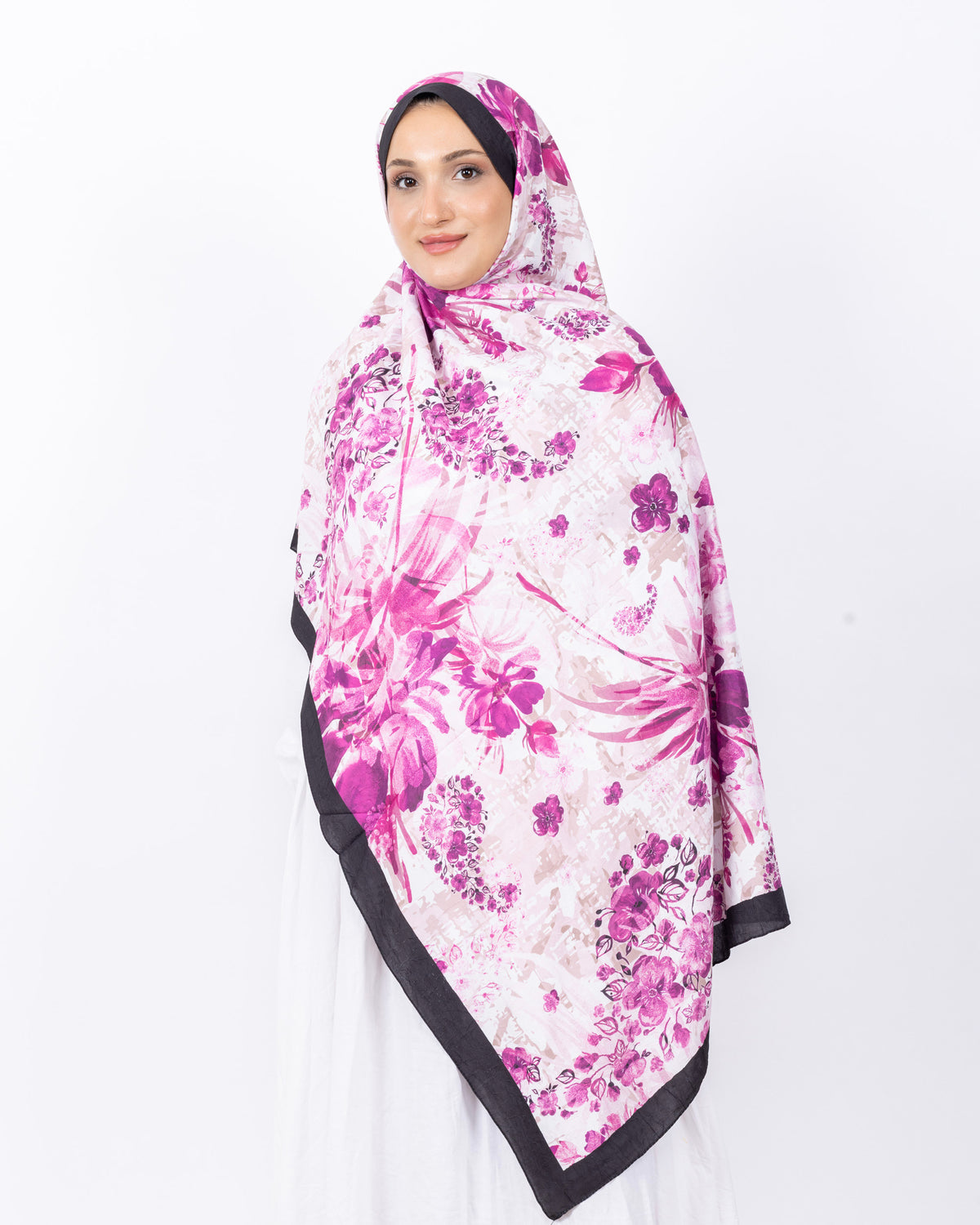 Mikro Bambu Kraş Şal D029 Siyah-Fuşya