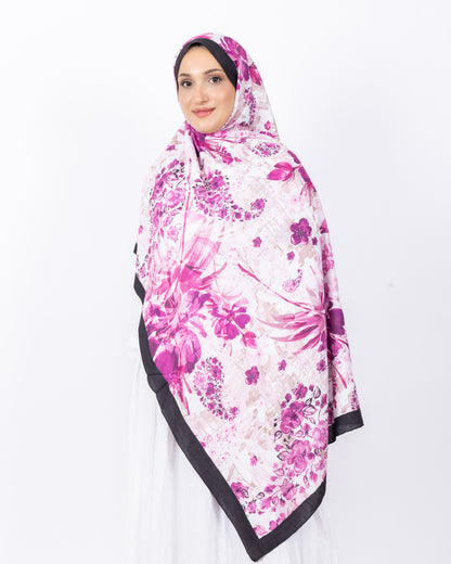 Mikro Bambu Kraş Şal D029 Siyah-Fuşya