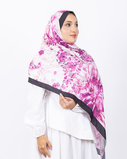 Mikro Bambu Kraş Şal D029 Siyah-Fuşya