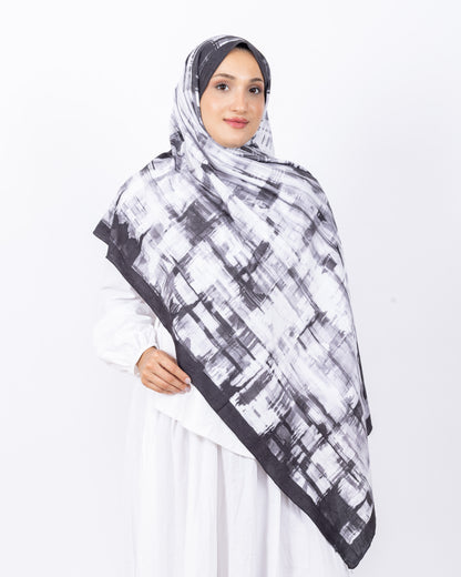 Mikro Bambu Kraş Şal D028 Siyah-Gri