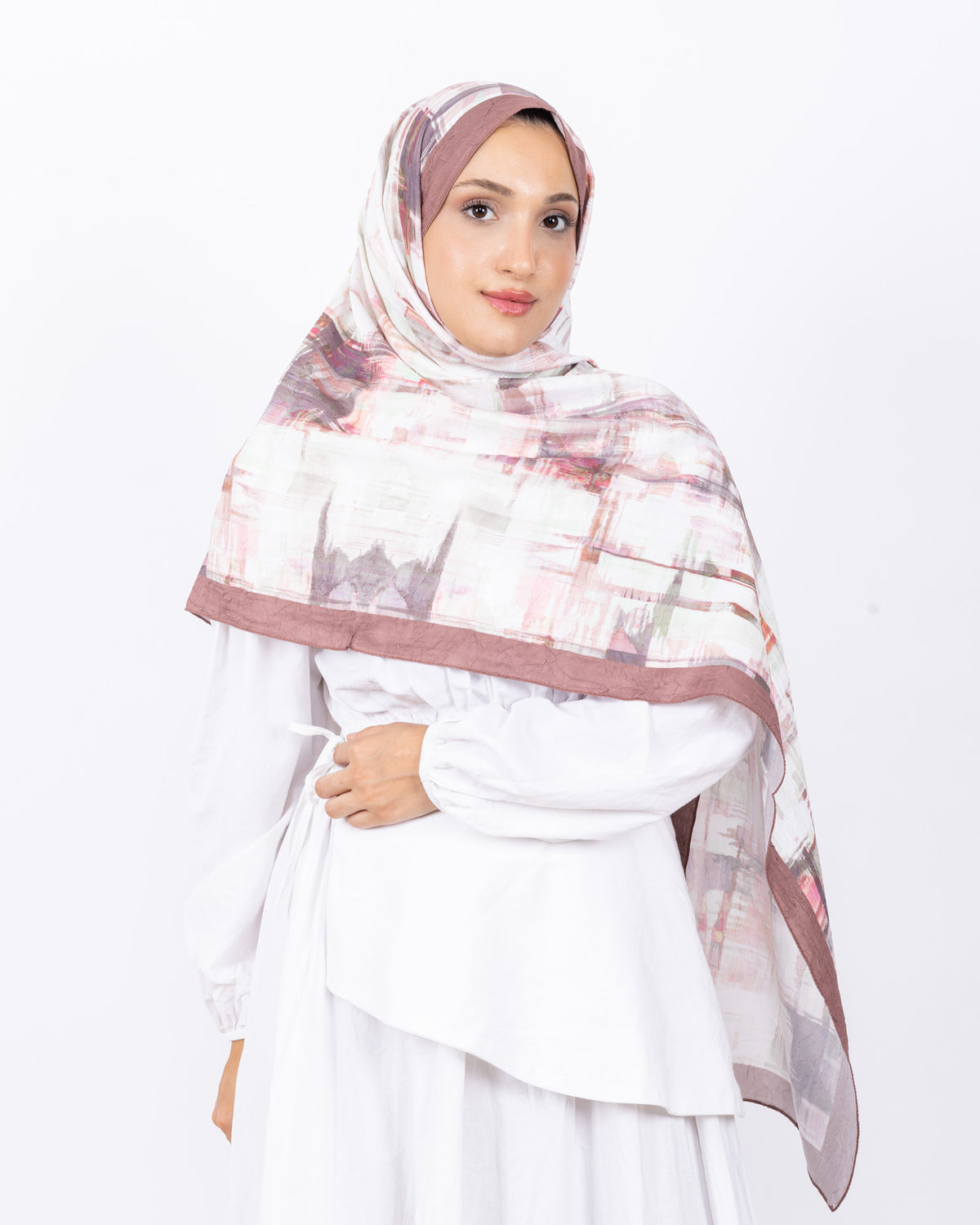 Mikro Bambu Kraş Şal D028 Sütlü Kahve