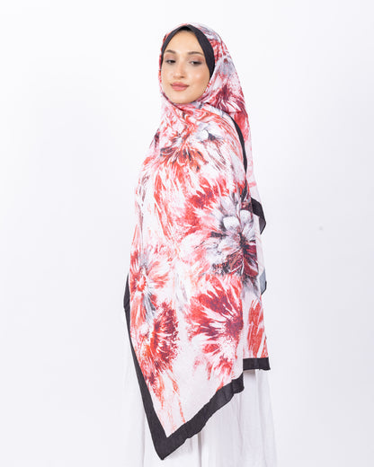 Mikro Bambu Kraş Şal D027 Siyah-Kırmızı