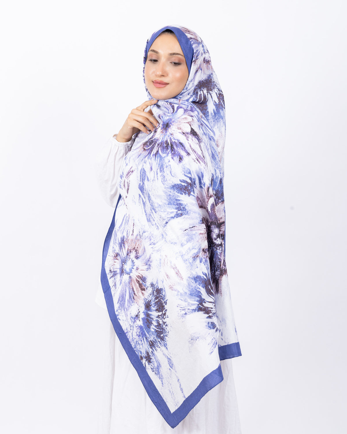 Mikro Bambu Kraş Şal D027 İndigo Mavi