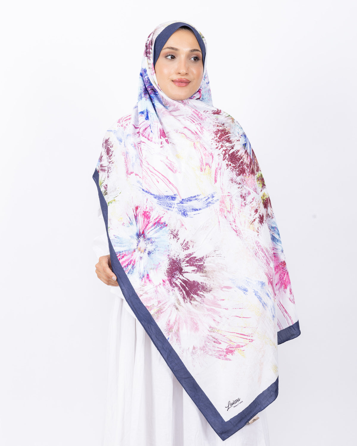 Mikro Bambu Kraş Şal D027 Lacivert