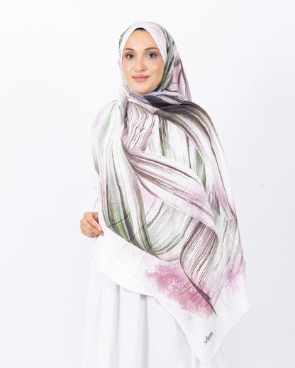 Mikro Bambu Kraş Şal D035 Haki Yeşili Pembe
