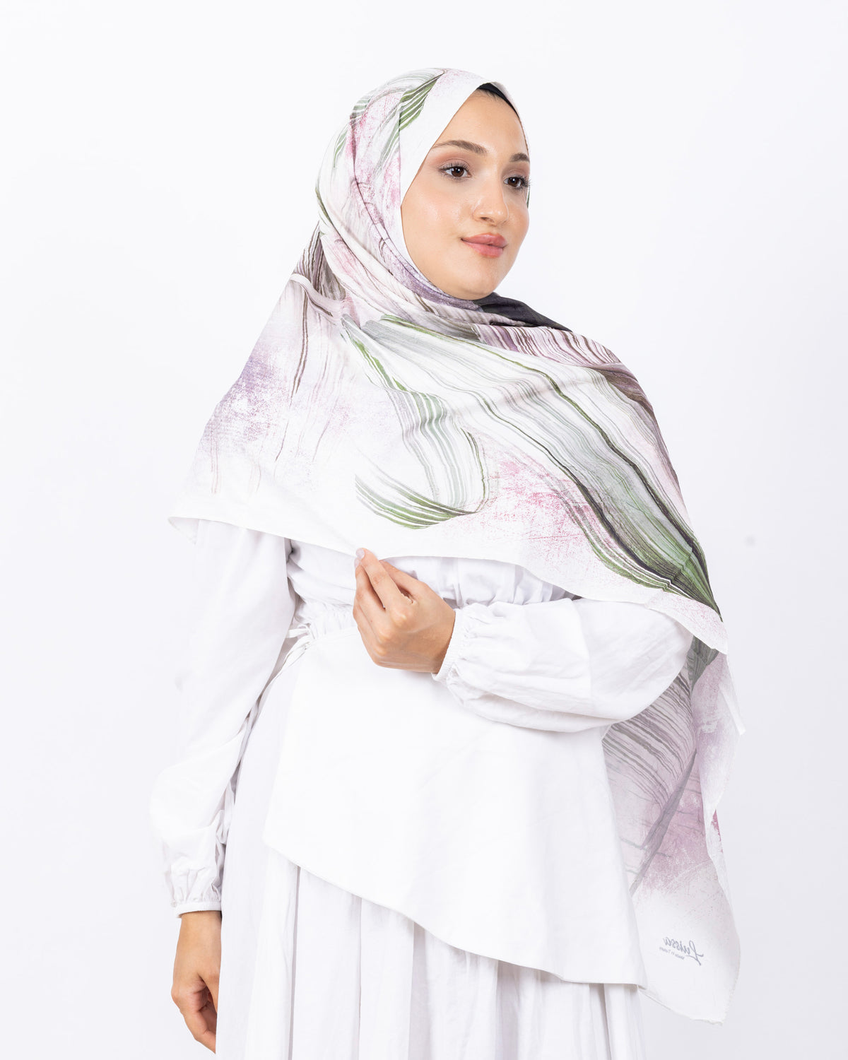 Mikro Bambu Kraş Şal D035 Haki Yeşili Pembe