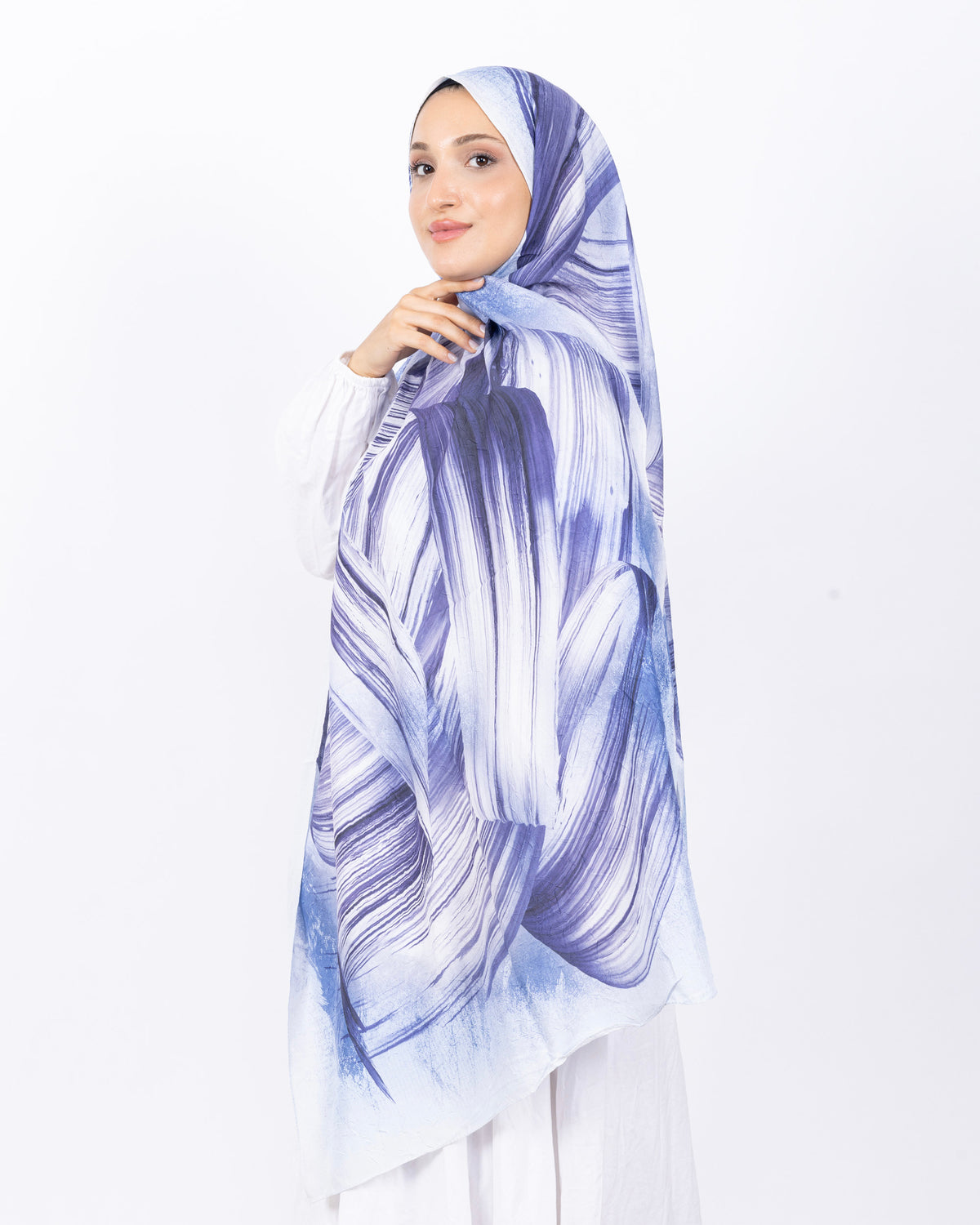 Mikro Bambu Kraş Şal D035 Lacivert