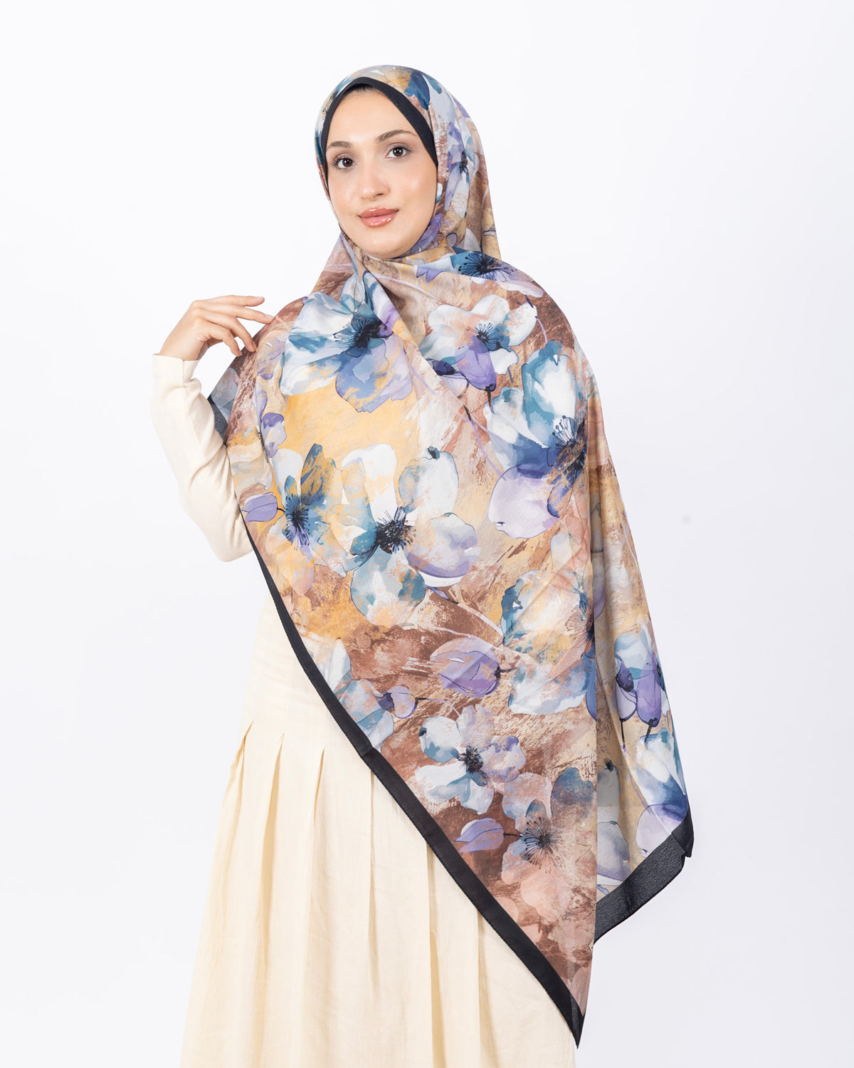Mikro Soft Şal D015 Siyah-Bej