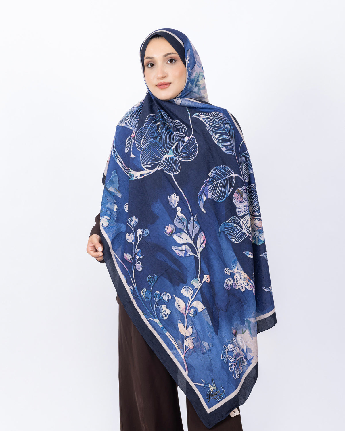 Mikro Bambu Kraş Şal D025 Lacivert