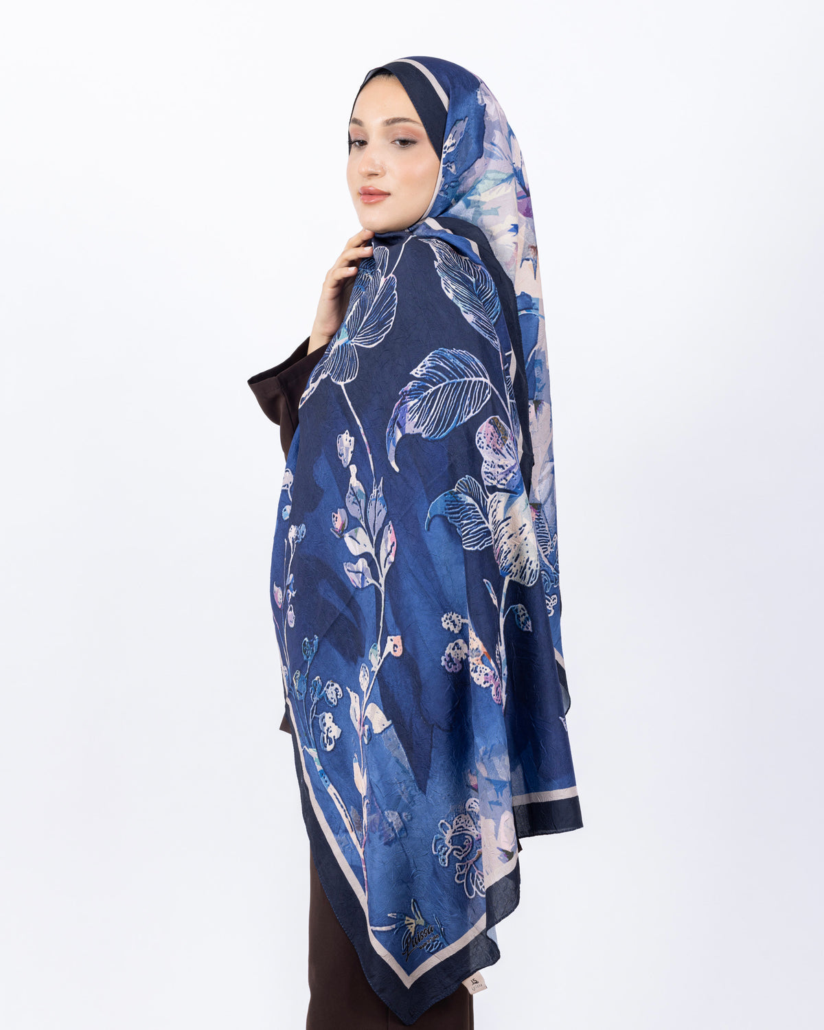 Mikro Bambu Kraş Şal D025 Lacivert