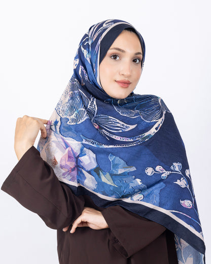 Mikro Bambu Kraş Şal D025 Lacivert