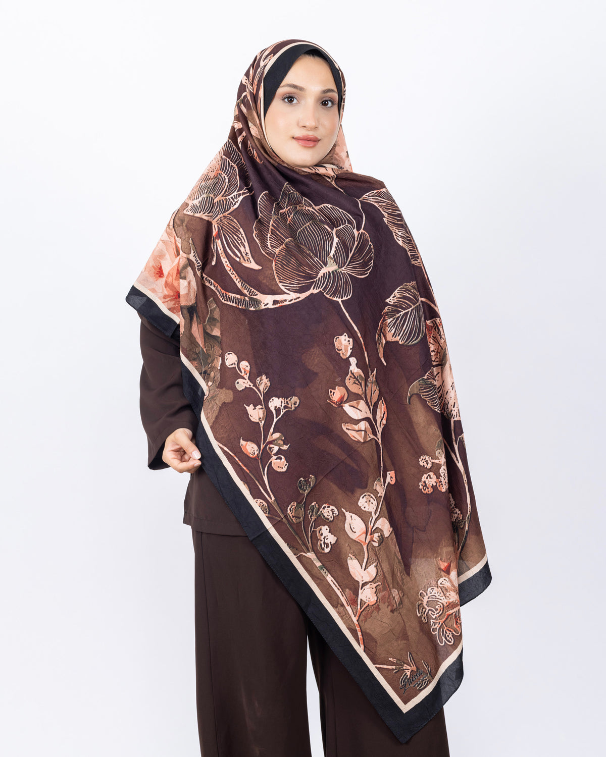 Mikro Bambu Kraş Şal D025 Siyah-Kahve