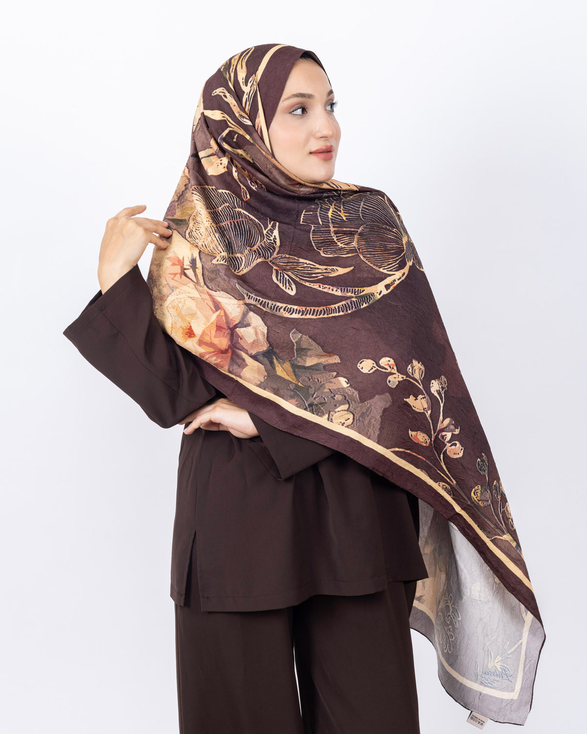 Mikro Bambu Kraş Şal D025 Kahverengi