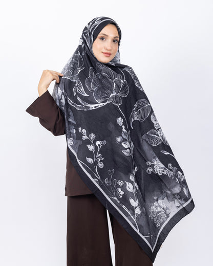 Mikro Bambu Kraş Şal D025 Siyah-Gri