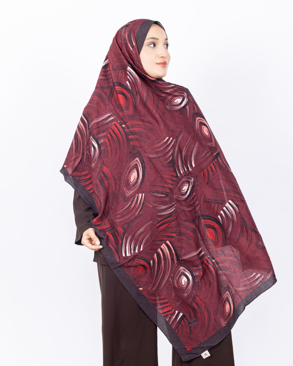 Mikro Bambu Kraş Şal D022 Kahverengi-Bordo