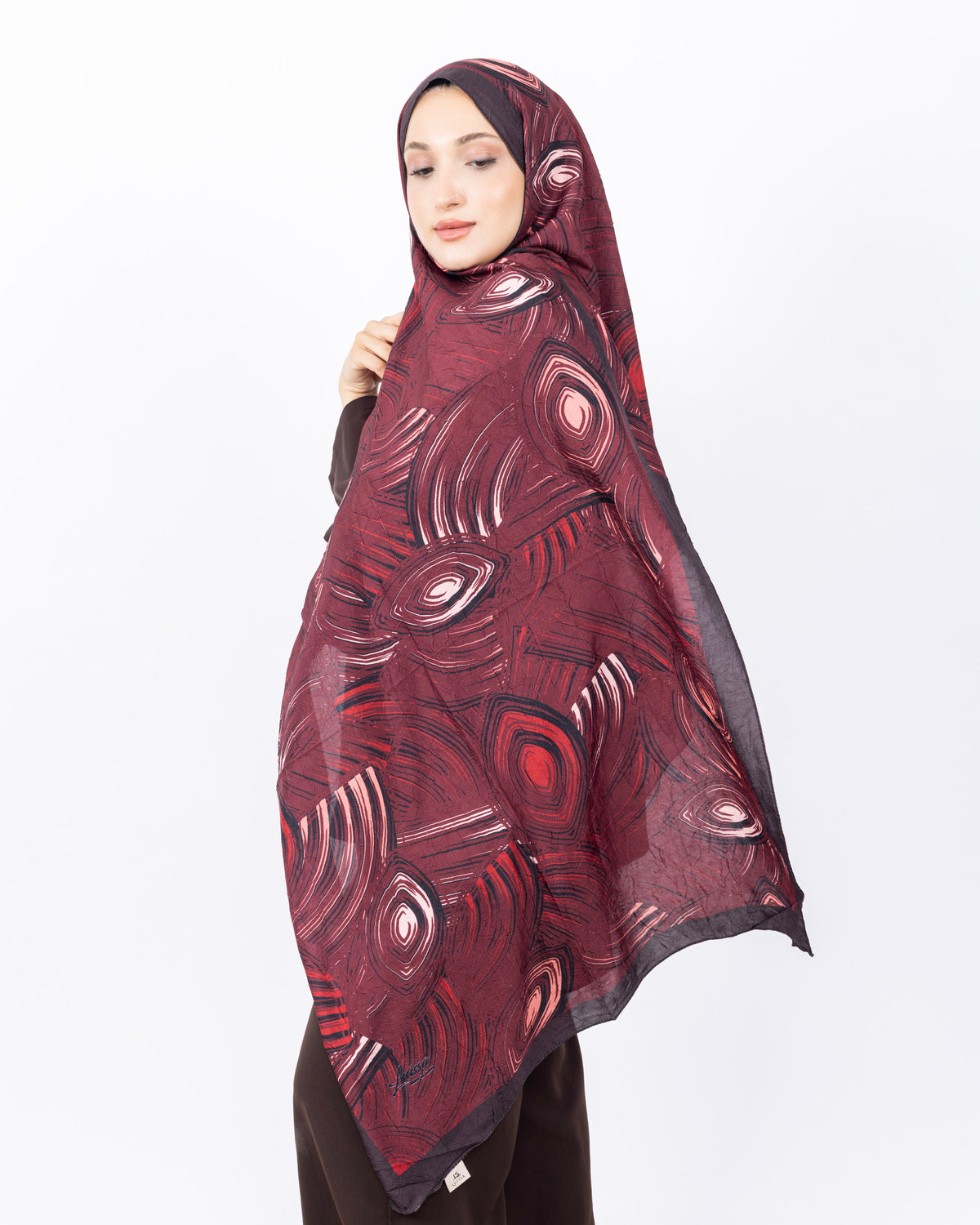 Mikro Bambu Kraş Şal D022 Kahverengi-Bordo